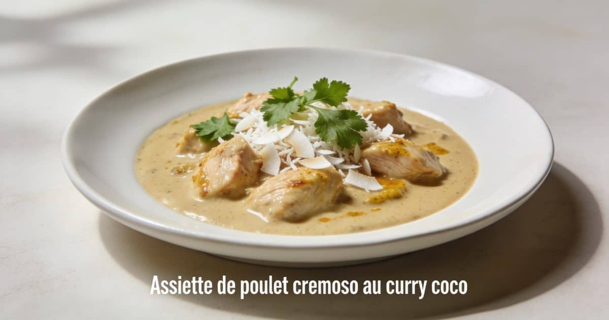 Assiette de poulet cremoso au curry coco
