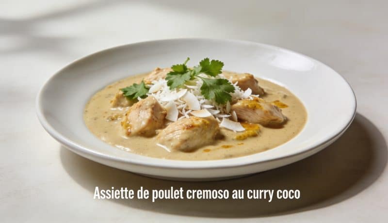 Assiette de poulet cremoso au curry coco