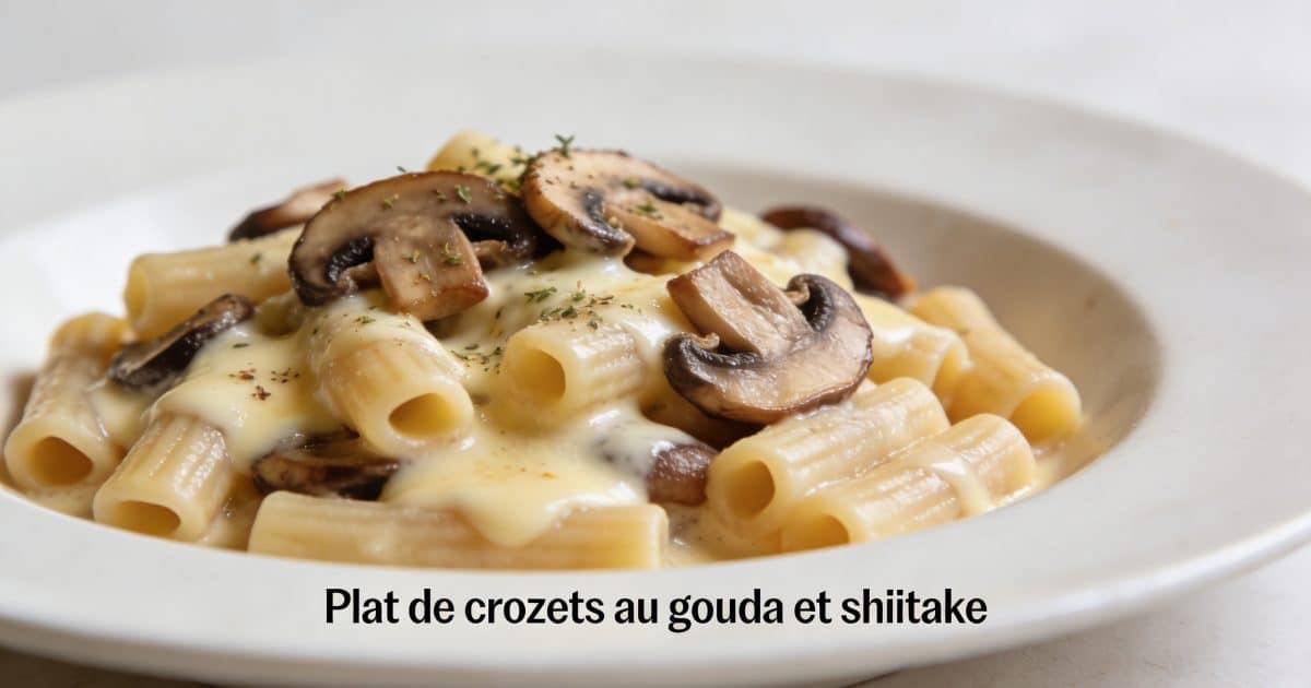 Plat de crozets au gouda et shiitake