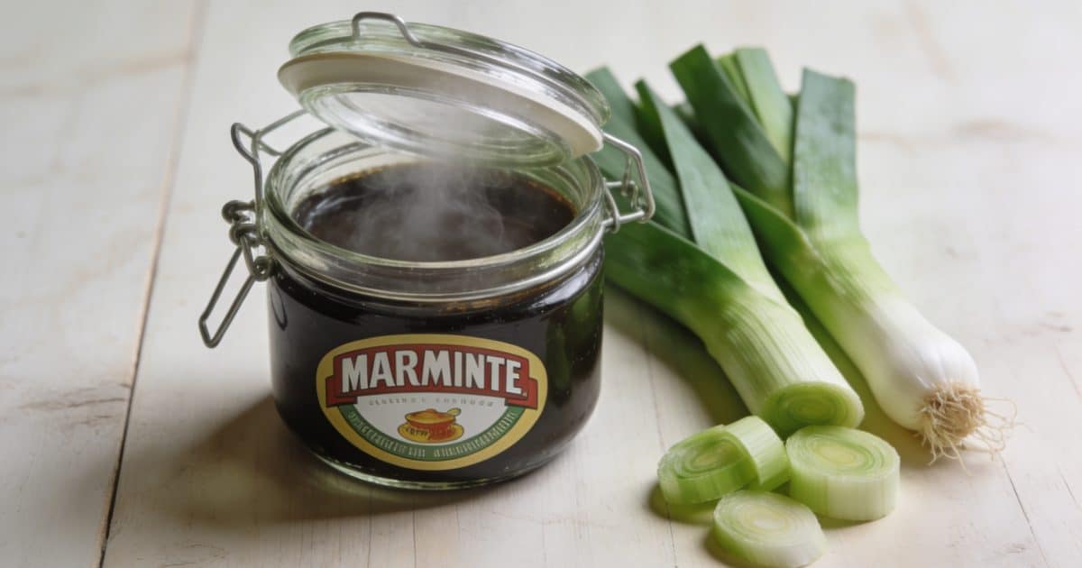 Marmite vapeur ouverte avec poireaux verts coupés